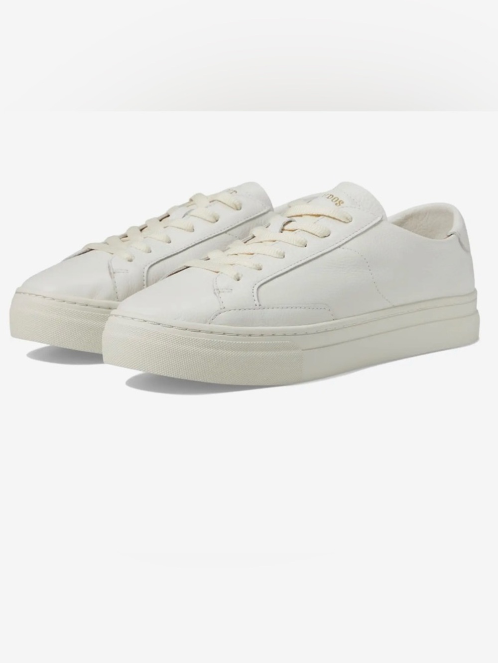 Soludos Ibiza Leather Platform Sneakers Womens 8 White Trending Shoe